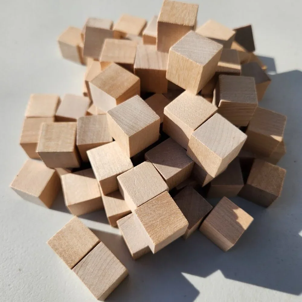 100 DIY Craft Supplies Wooden Cubes 3/4-inch Blank Wooden Blocks Unfinished Wood